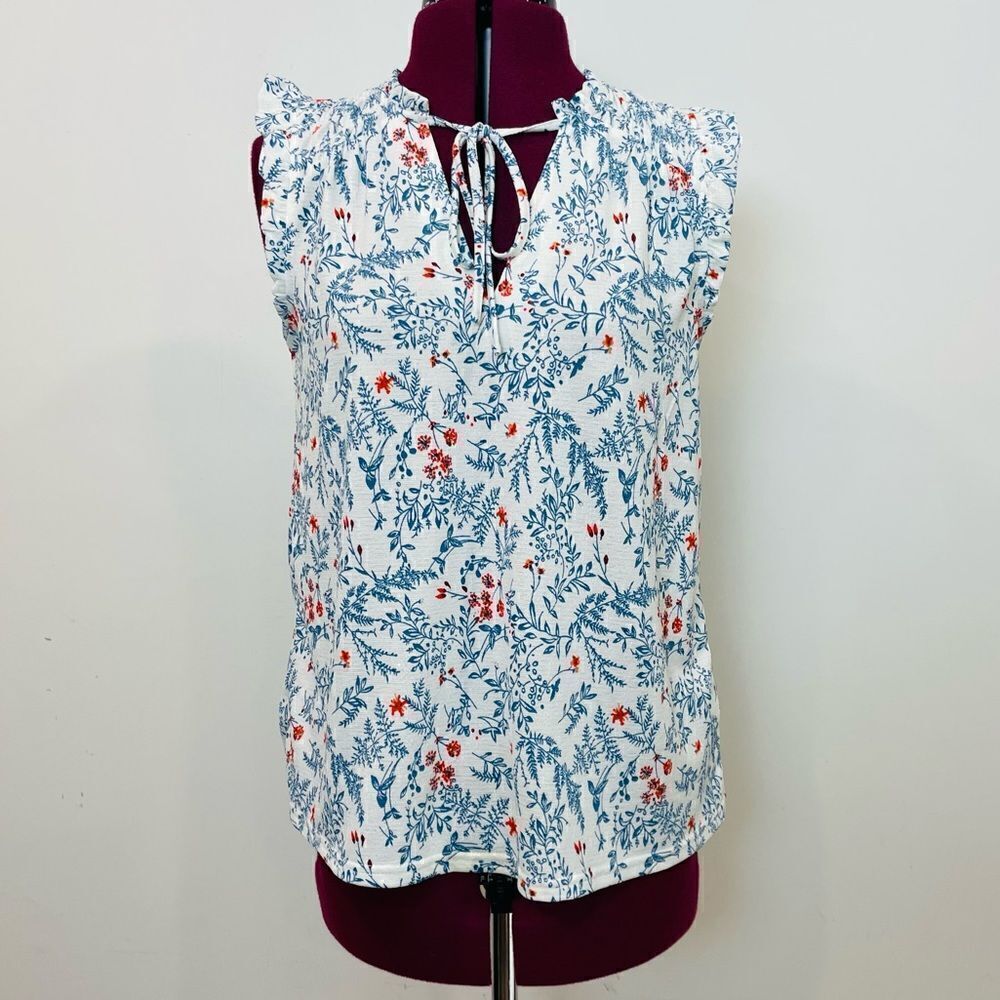 Melloday White Floral Summer Top Sz Small